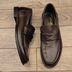 BOGGI Milano Italy Brown Leather Sz 43 / 10 US Mens Dress Slip On Penny‎ Loafers